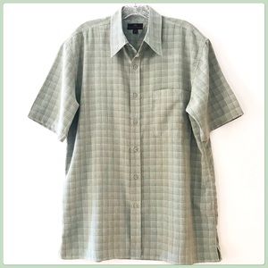 HP Oleg Cassini green plaid dress shirt size L
